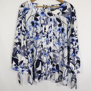 Karl Lagerfeld Blue Floral Blouse Women's Size XL